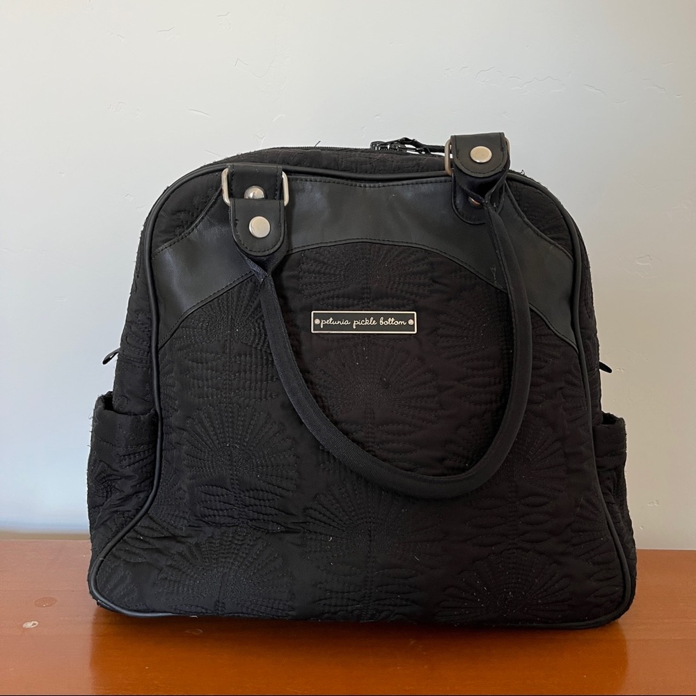 Petunia Pickle Bottom (PPB) Sashay Satchel - Black ONE OF A KIND RED INTERIOR